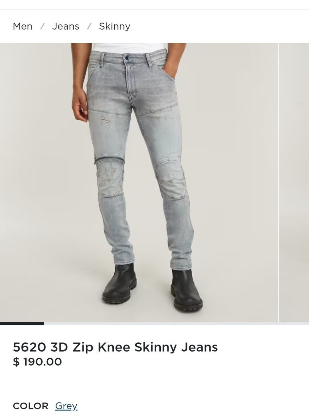 G-Star Skinny Biker Jeans in Faded Gray